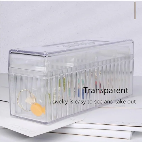 Set of 2 acrylic trinket and jewelry box includes 80 jewelry pouches New - Picture 11 of 15